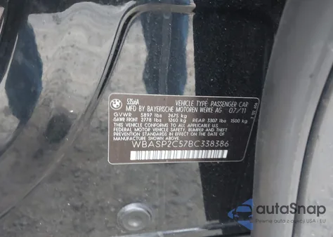 2011 BMW 535I Gran Turismo xDrive из США, поврежденный, VIN WBASP2C57BC338386